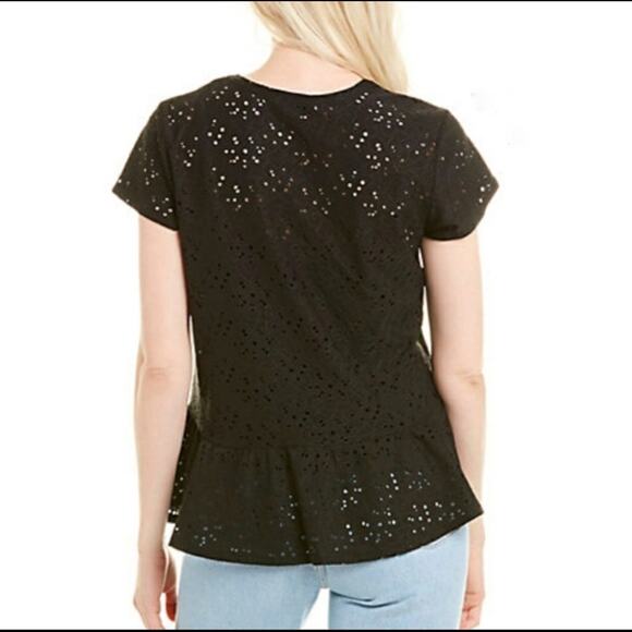 NWT Nanette Lepore black eyelet peplum top Medium - Picture 2 of 9